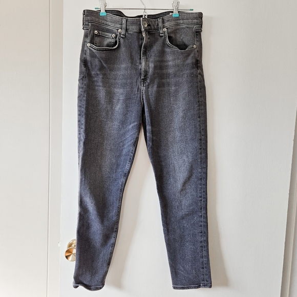 Rag & Bone Nina High Rise Ankle Gray Skinny Washed Black Sand River Jeans 32 - Picture 2 of 12
